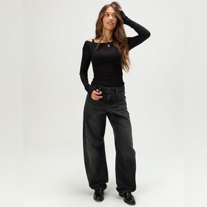 NWT Levi’s Baggy Dad Barrel Black Mid Rise Denim Jeans Sz 25 x 30